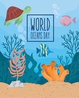 Postkarte zum Welttag der Ozeane vektor