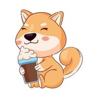 Shiba Inu trinkt Kaffee vektor