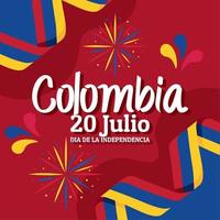 colombia oberoende text vykort vektor