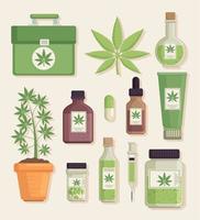 tolv medicinsk cannabis ikoner vektor
