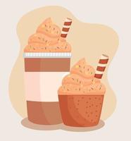 muffin och milkshake höst vektor