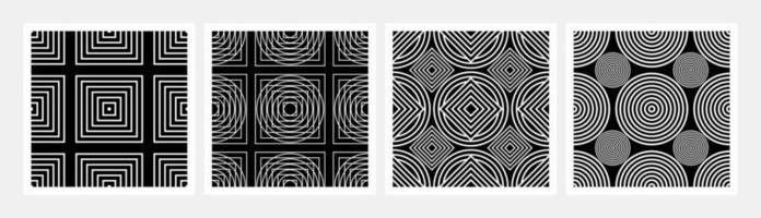 fyrkant cirkel uppsättning sömlös mönster. geometrisk tapet. mönster för textil- eller interiör dekor. vektor platt stil illustration. samling av geometrisk bakgrunder