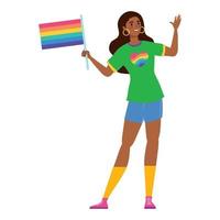 afro-frau mit lgtbi-flagge vektor