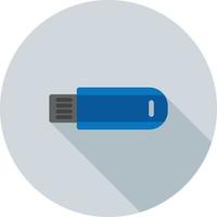 flaches langes Schattensymbol für USB-Kabel vektor