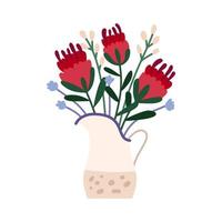 schöner blumenstrauß mit garten und wilden blumen vector flache illustration.