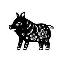 Chinesisches Sternzeichen Neujahrszeichen Schwein. traditionelles chinesisches Horoskoptier. vektor