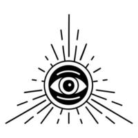 onda doodle eye. handritad trolldomsöga talisman, magisk helig symbol vektor