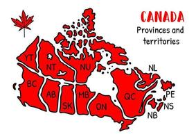 Karta av Kanada. röd och vit skriva ut av kanada Karta vektor