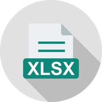 xlsx flaches langes Schattensymbol vektor