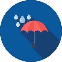 paraply med regn platt lång skugga ikon vektor