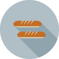 franska bröd platt lång skugga ikon vektor