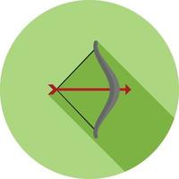 Bogenschießen flaches langes Schattensymbol vektor