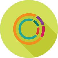 Donut-Diagramm flaches langes Schattensymbol vektor