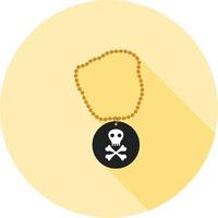 pirat halsband platt lång skugga ikon vektor