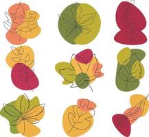 mehrfarbige Herbstblätter von verschiedenen Bäumen. vektor