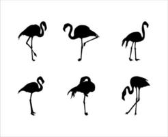 Sammlung von Flamingo-Silhouetten auf weißem Hintergrund vektor