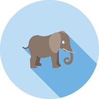 elefant platt lång skugga ikon vektor
