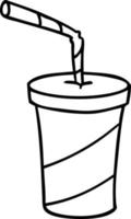 linje ritning doodle av snabbmat dryck vektor