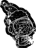 tecknad serie bedrövad ikon av en gråt astronaut bär santa hatt vektor