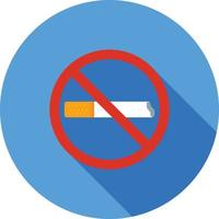 Nej rökning tecken platt lång skugga ikon vektor