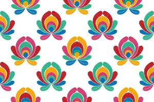 blommig ungerska putsa moraviska folk etnisk sömlös mönster design. aztec tyg matta boho mandalas textil- dekor tapet. stam- inföding motiv blomma traditionell broderi vektor
