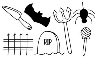 grafische Elemente für Halloween-Doodle-Vektor. glücklicher halloween-kartenhintergrund vektor