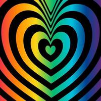 abstrakter Hintergrund der optischen Täuschung mit einem Herzen. Schwarz und Regenbogen. Vektor. vektor