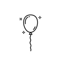 einfache Linienkunst des Luftballonsymbols auf weißem Hintergrund. geburtstag, jahrestag, fest, feiertagssymbol. Blasensilhouette mit schwarzer Kontur. Umriss-Clipart-Vektor-Illustration vektor