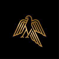 Goldenes Falken-Vektor-Logo-Design im Design der Luxuslinie im Umrissstil vektor