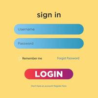 Login-Panel, moderne Designvorlage für Login-Seiten. vektor