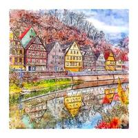 calw deutschland aquarellskizze handgezeichnete illustration vektor