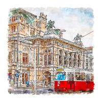 wien österreich aquarell skizze handgezeichnete illustration vektor