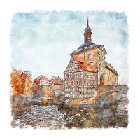 bamberg Tyskland akvarell skiss handritad illustration vektor