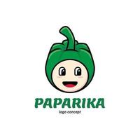 paprika-maskottchen-logo mit lächelndem gesicht für das design von lebensmittelgeschäftsvorlagen vektor