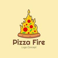 Pizza-Feuer-Logo-Mix für Restaurant-Food-Business-Template-Design vektor