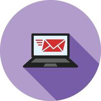 e-postmeddelanden platt lång skugga ikon vektor