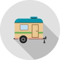 camping trailer platt lång skugga ikon vektor