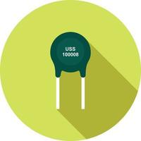 flaches langes Schattensymbol des Thermistors vektor