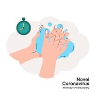 tvätta händerna för att skydda mot nya coronavirus vektor
