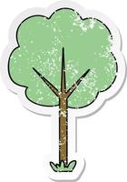 bedrövad klistermärke av en udda handritad tecknad träd vektor