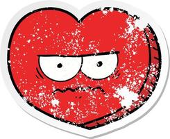 bedrövad klistermärke av en tecknad serie arg hjärta vektor