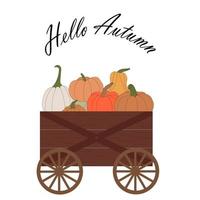 Wagen voller Kürbisse. Thanksgiving- und Halloween-Vektorillustrationen vektor