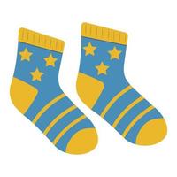 farbige kindersocken, vektorisolierte illustration im cartoon-stil vektor