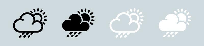 väder ikon uppsättning i svart och vit. regnig moln tecken vektor illustration.