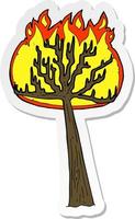 klistermärke av en tecknad brinnande träd vektor