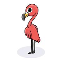 söt liten rosa flamingo tecknad serie Framställ vektor