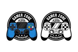 gamer zon cybersport joystick kontrollant design logotyp vektor