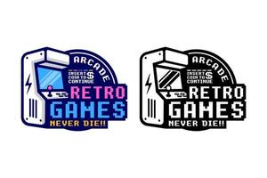 retro games arcade never die design logo vektor
