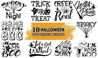 Paket mit 10 Halloween-T-Shirt-Designs. Happy Halloween T-Shirt Design-Vorlage einfach zu drucken Allzweck für Männer, Frauen und Kinder vektor