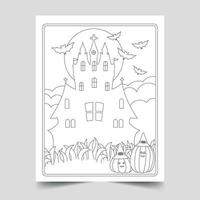 halloween färg sidor illustration för barn och vuxna, hand dragen halloween illustration vektor